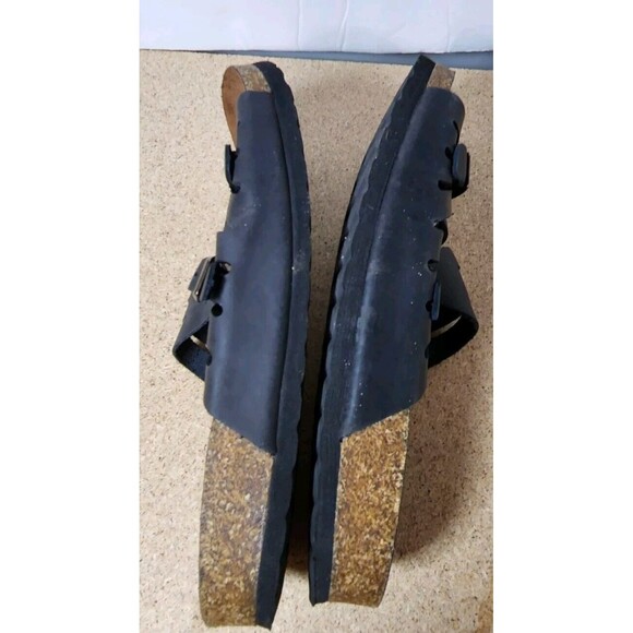 White Mountain Sandals Womens Footbeds Slides Slip‎ On Black Leather Casual - Picture 6 of 10